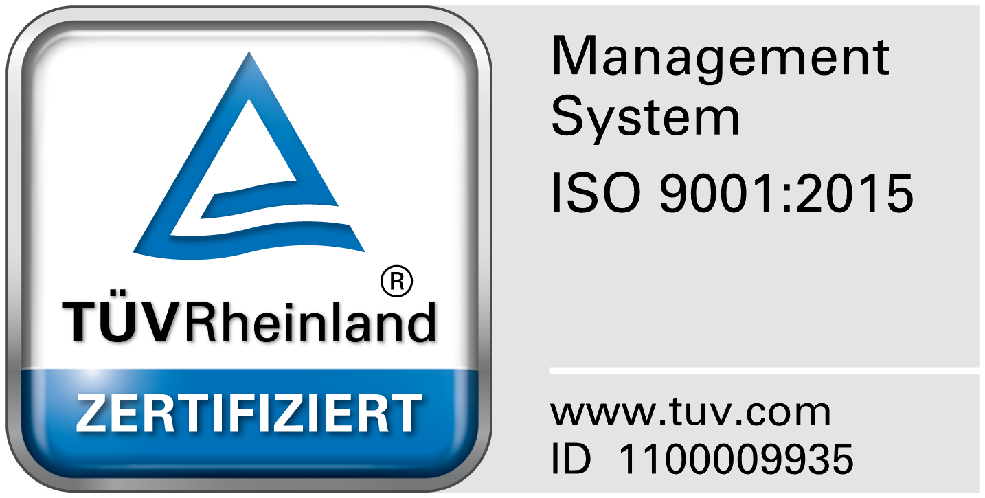TÜV Rheinland – Zertifiziertes Managementsystem ISO 9001:2015, ID 1100009935
